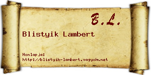 Blistyik Lambert névjegykártya
